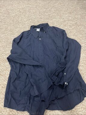 Brooks brothers men Irish linen navy button up size XXL